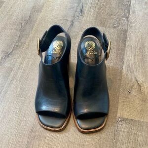 Vince Camuto Black Leather Open-Toe Sandals